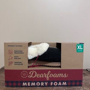 Dearfoams Woman's Breathable Memory Foam Clog Slippers (Black, XL 11-12)